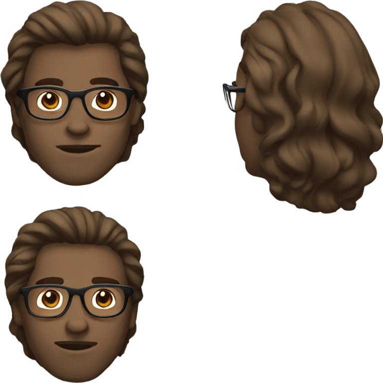 glasses brown long hair men emoji