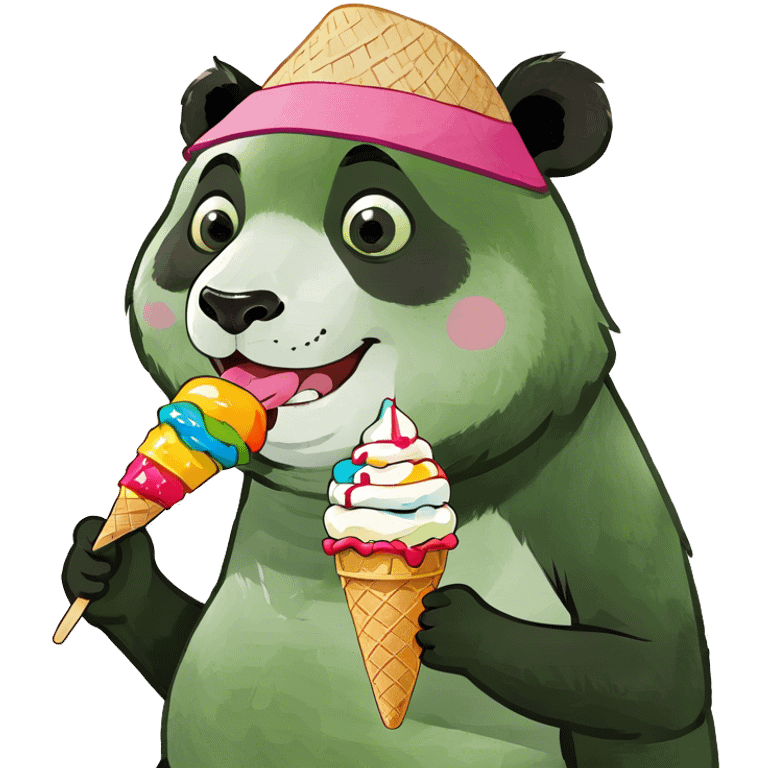 Panda eating ice cream emoji