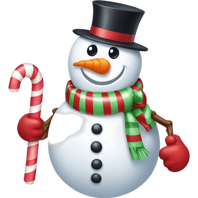 snowman with candycane  emoji