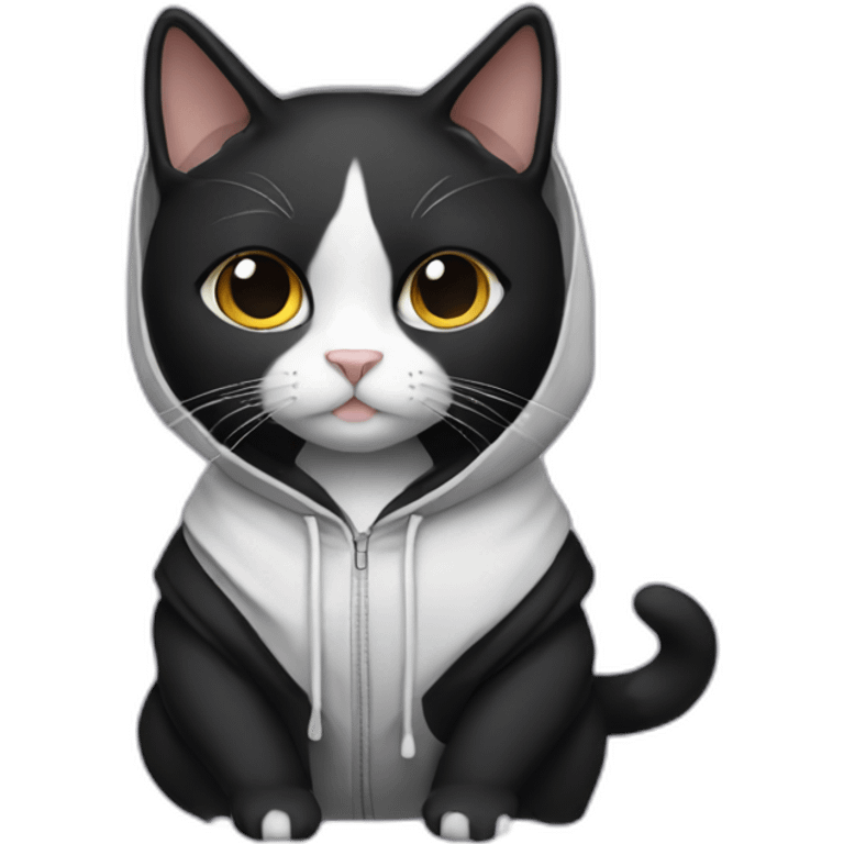 Tuxedo-cat-with-a-black-hoodie emoji