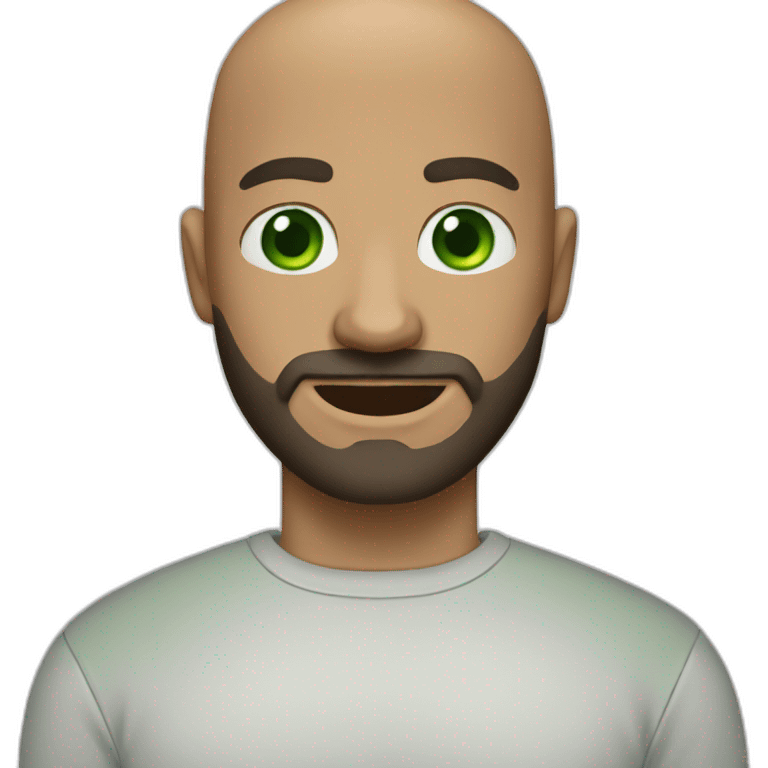 bald man with beard green eyes emoji