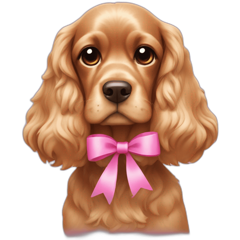 Cocker spaniel with a pink bow on the head emoji