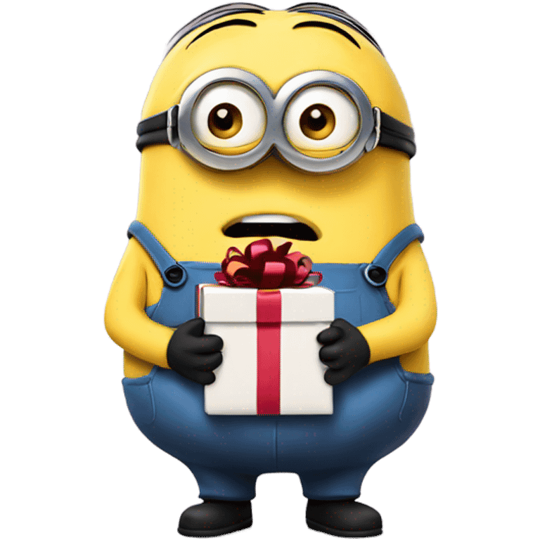 Sad minion giving a gift  emoji