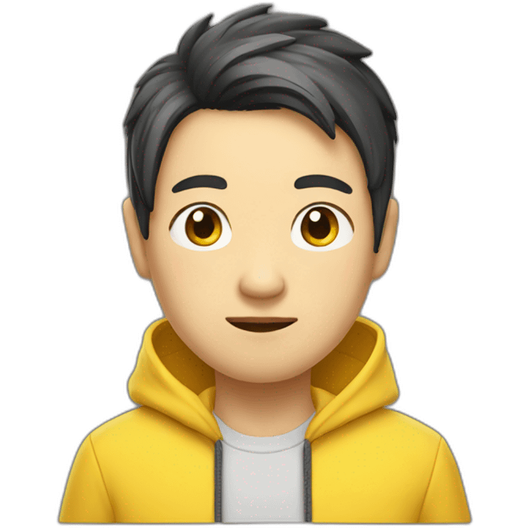 A mature Chinese boy with black hair wearing yellow hoodie emoji