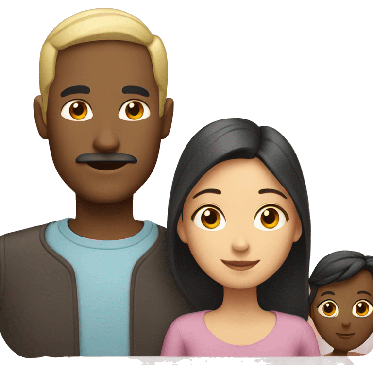 father with dark hair and mother with blond hair and two children emoji