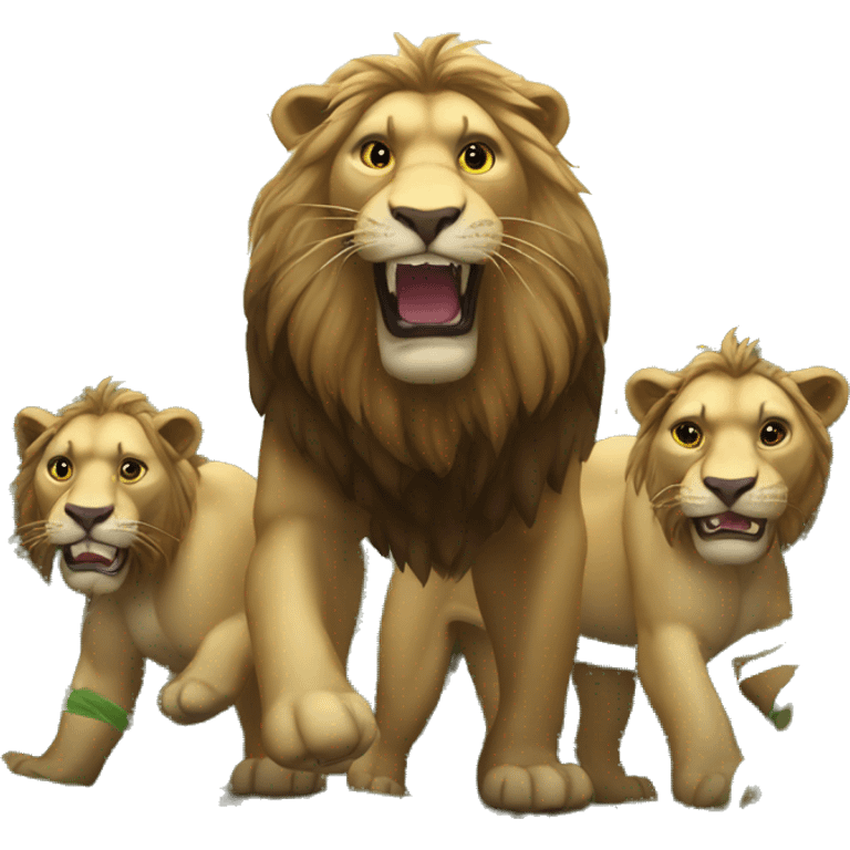 3 lions conquering the jungle emoji