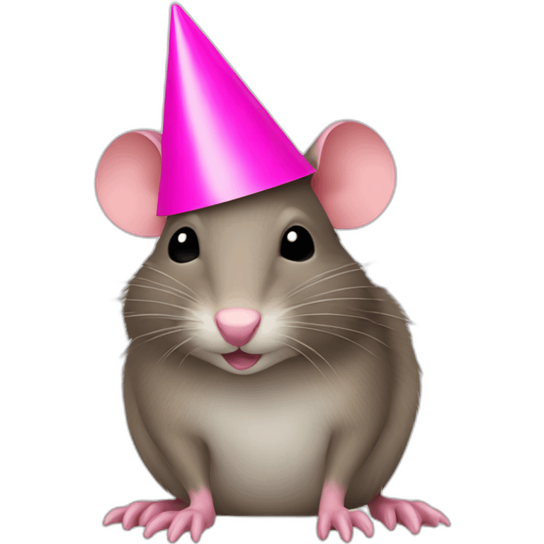 Wood rat with pink party hat emoji