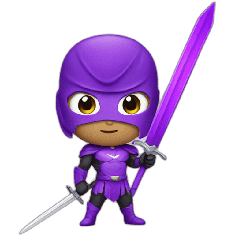 purple super hero with a sword emoji