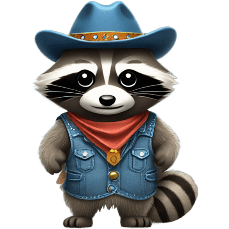 A raccoon with a cowboy outfit emoji