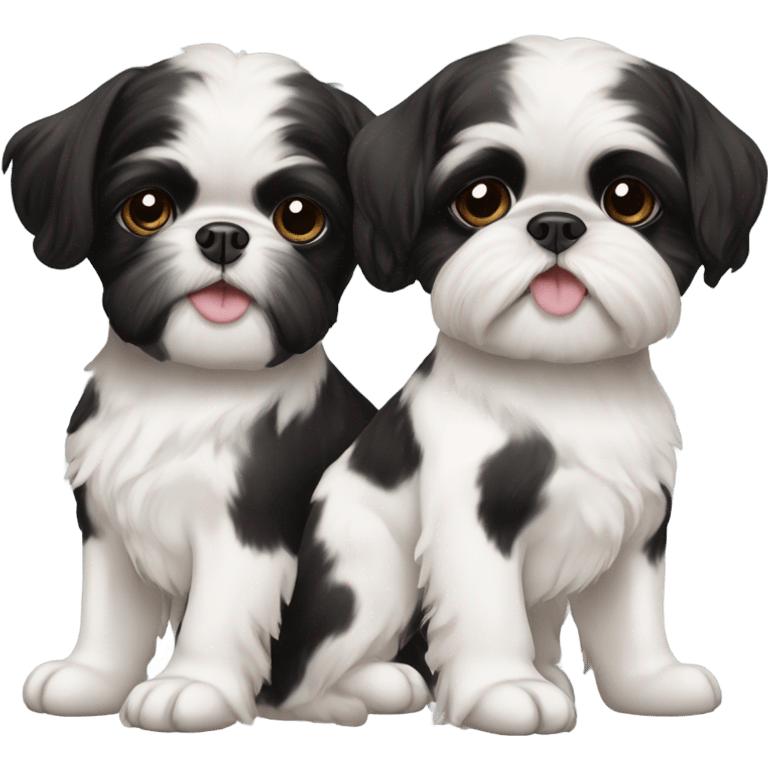 Two Shitz Tzu big faces black with white Puppies emoji