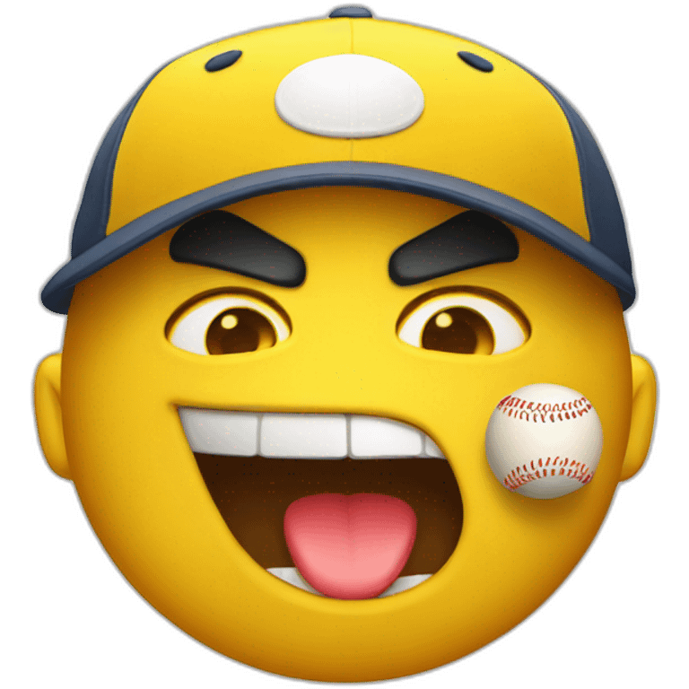 yellow angry emoji wearing a baseball cap emoji