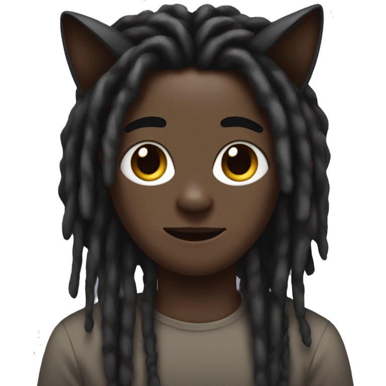 darkskin boy dreadlocks with cat ears being cute emoji