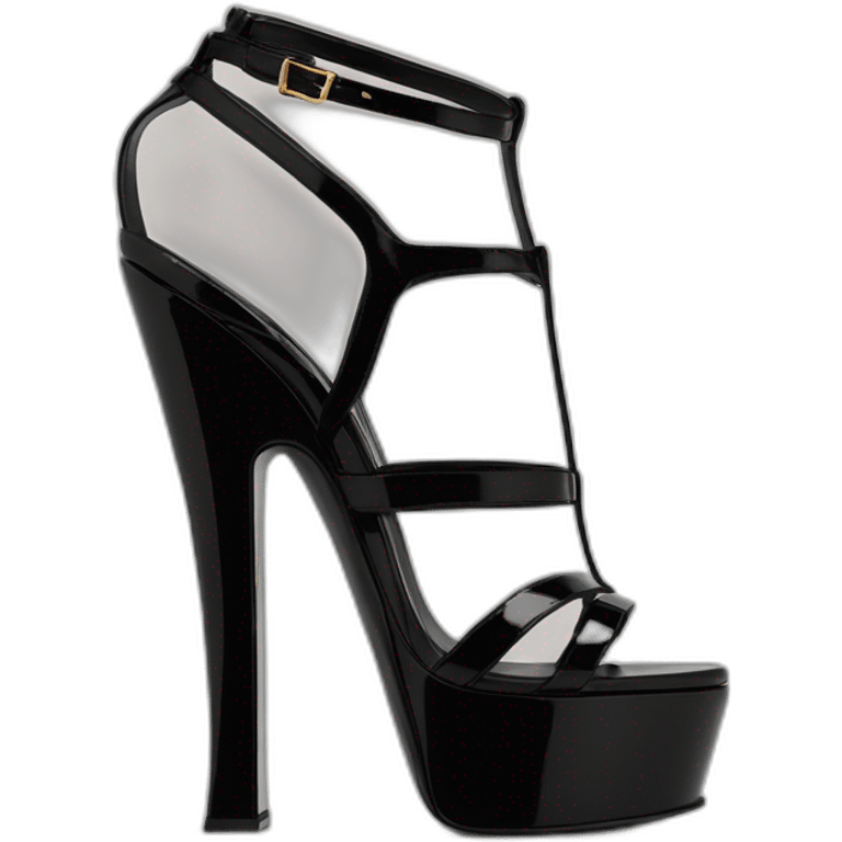 Ysl TRIBUTE heel SANDAL black PATENT LEATHER emoji