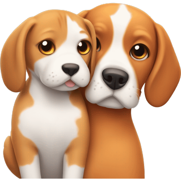 orange cat with beagle dog cuddling emoji