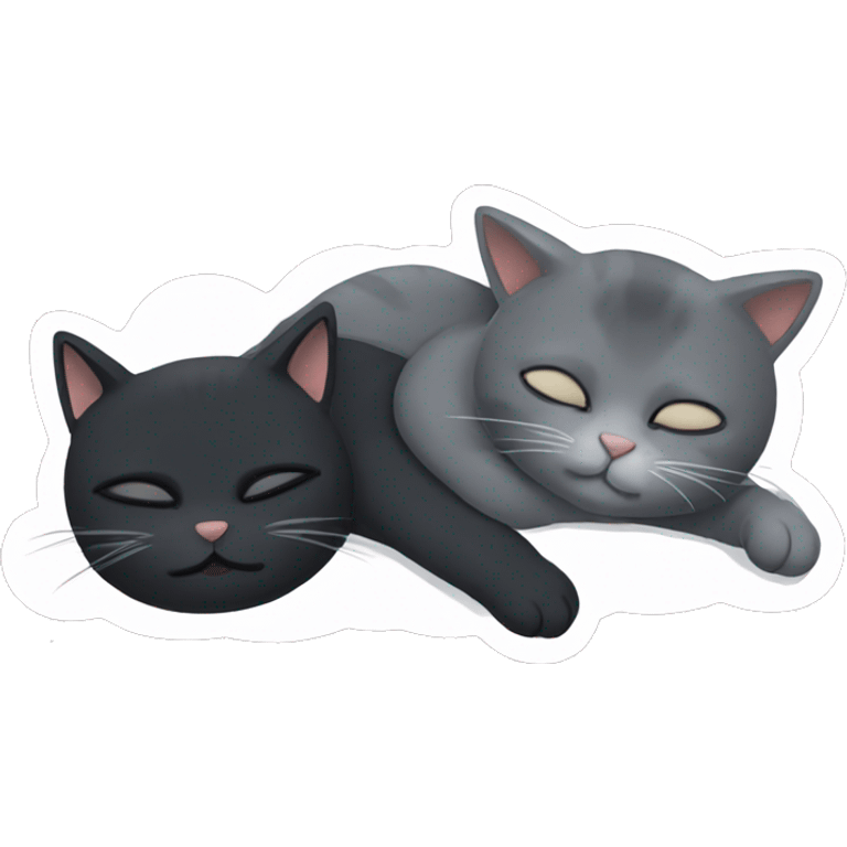 Black cat and grey cat sleeping next to each other  emoji