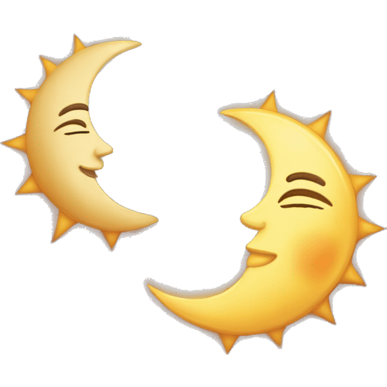 the sun hugging the moon emoji