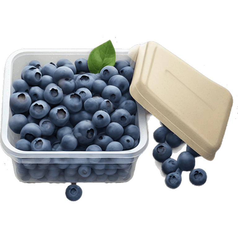 small blueberries in plastic container organic farmer’s market realistic soft textures emoji