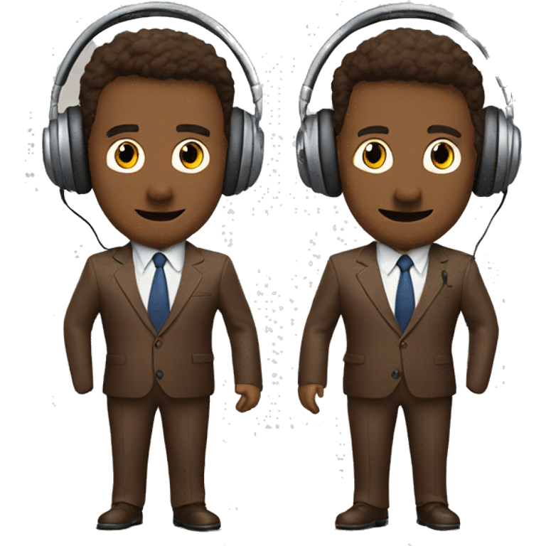 2 brown brothers, businessmen in fly suits with brown podcast headphones emoji