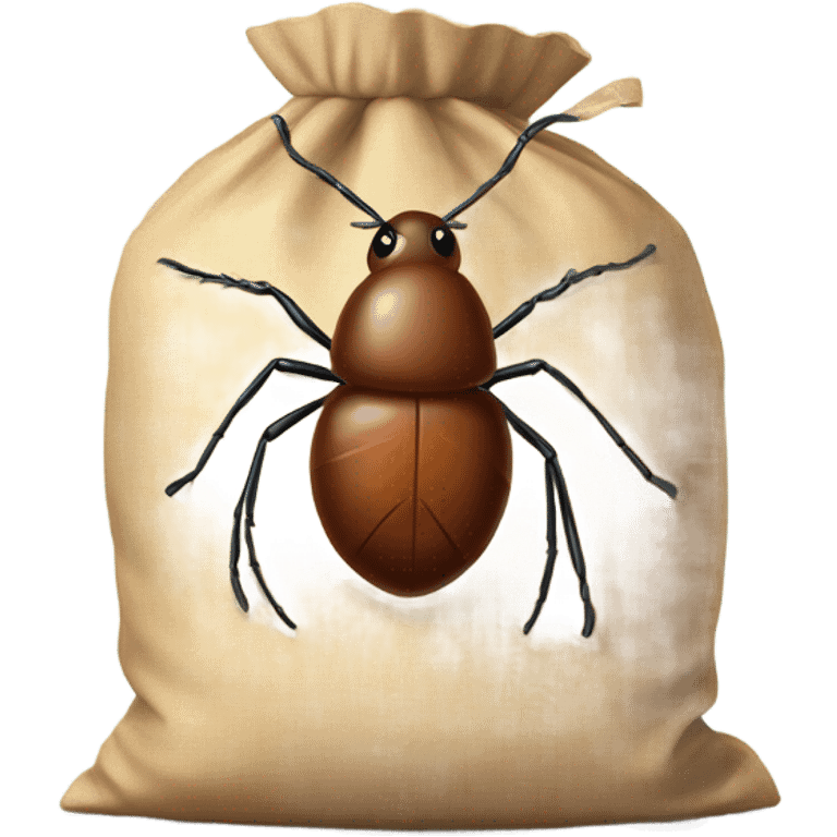 A tick insect inside of a bag emoji