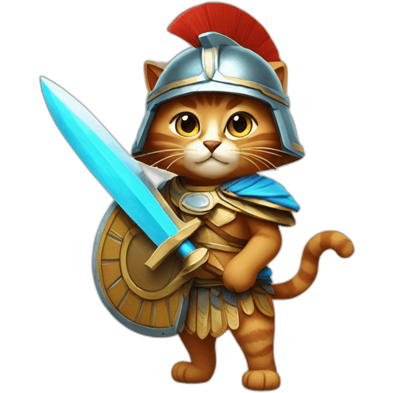 brown cat dressed as an greek hoplite emoji