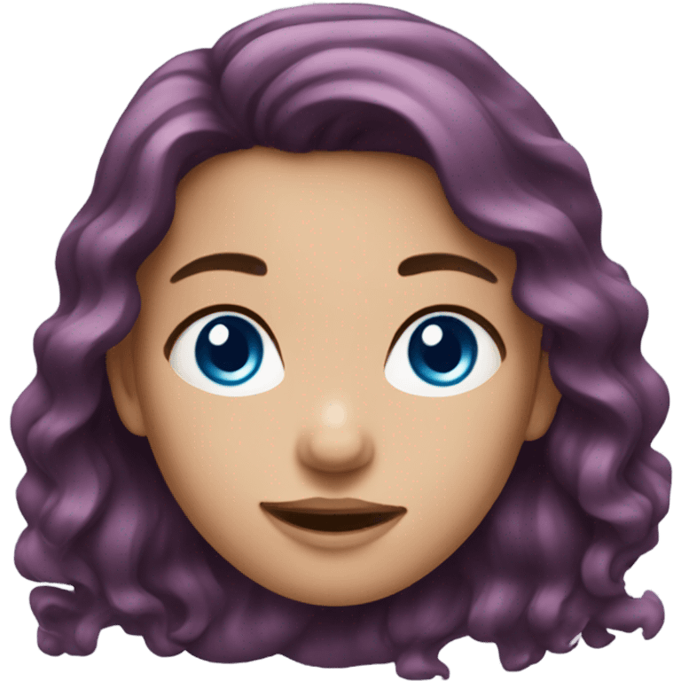 girl with wavy brown purple hair and blue eyes emoji