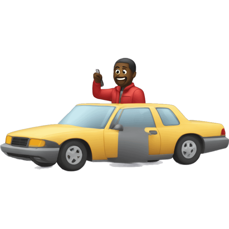 Man in car with firework launcher emoji