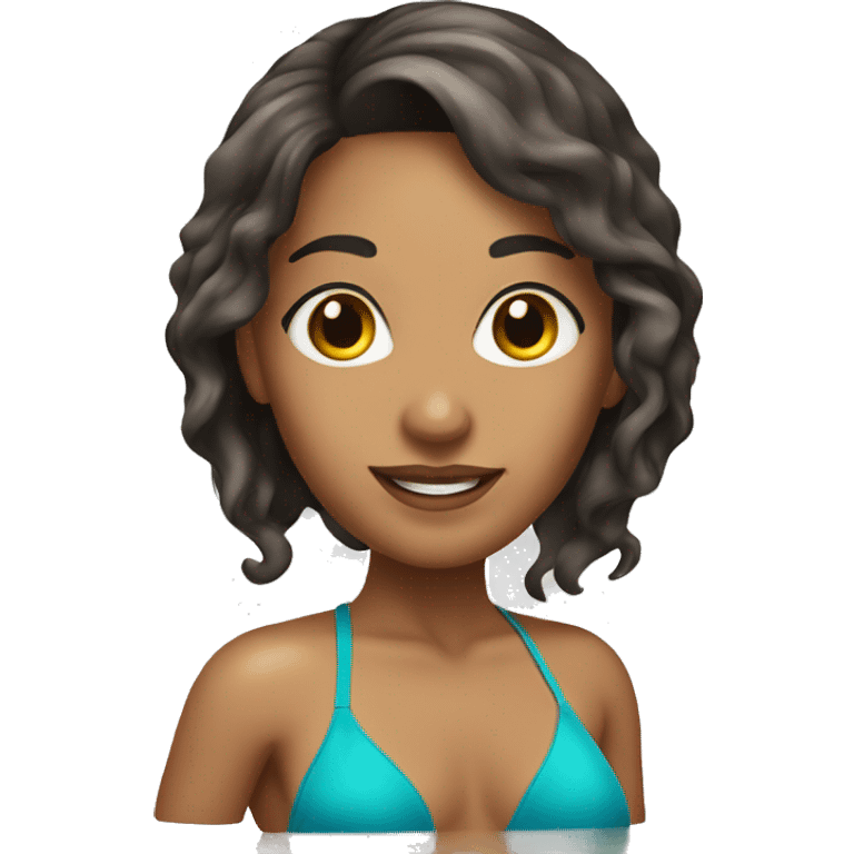 An attractive woman Latina colored with long hair and wearing a swimming bikini  emoji