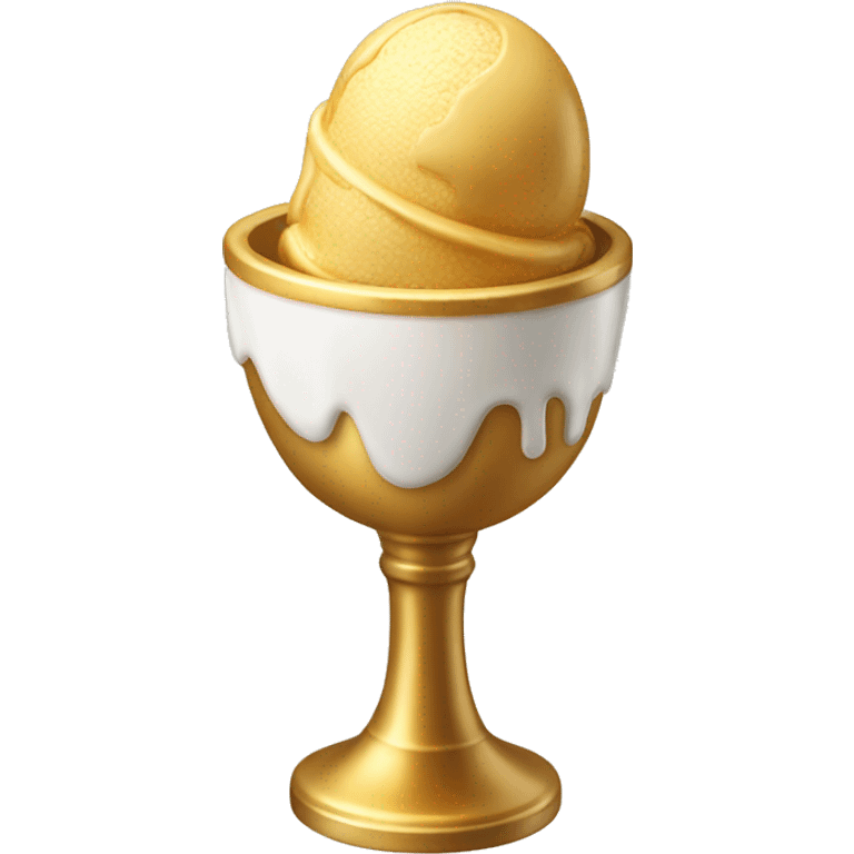 Golden goblet with ice cream in it. emoji