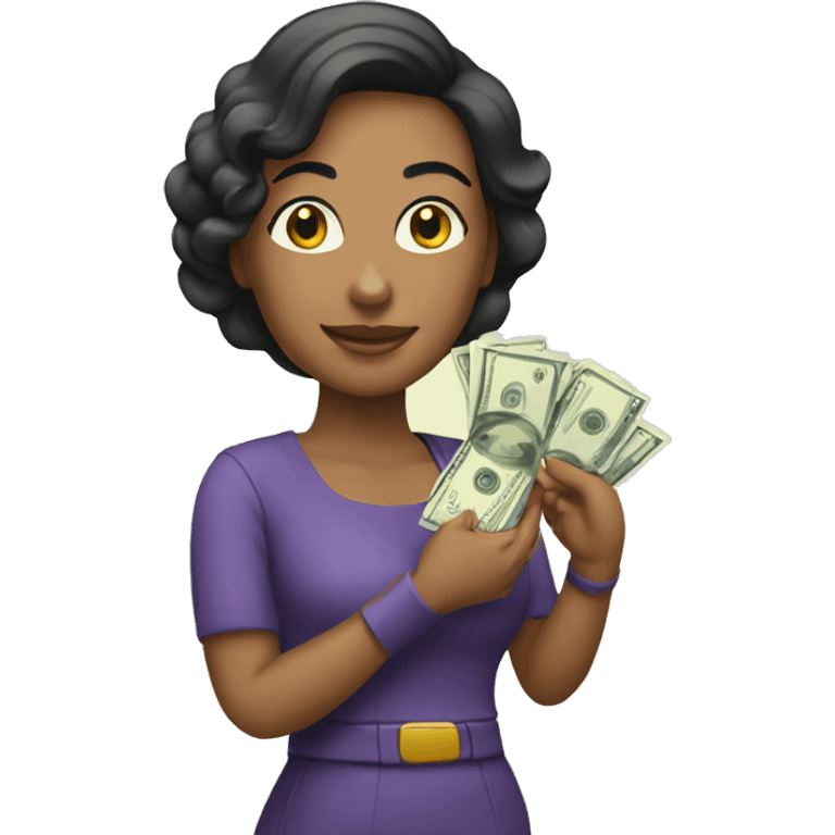 mujer con dinero emoji