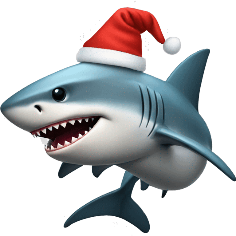 Shark wearing a Christmas hat emoji