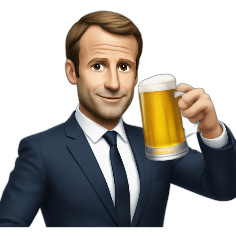 macron avec une bière emoji