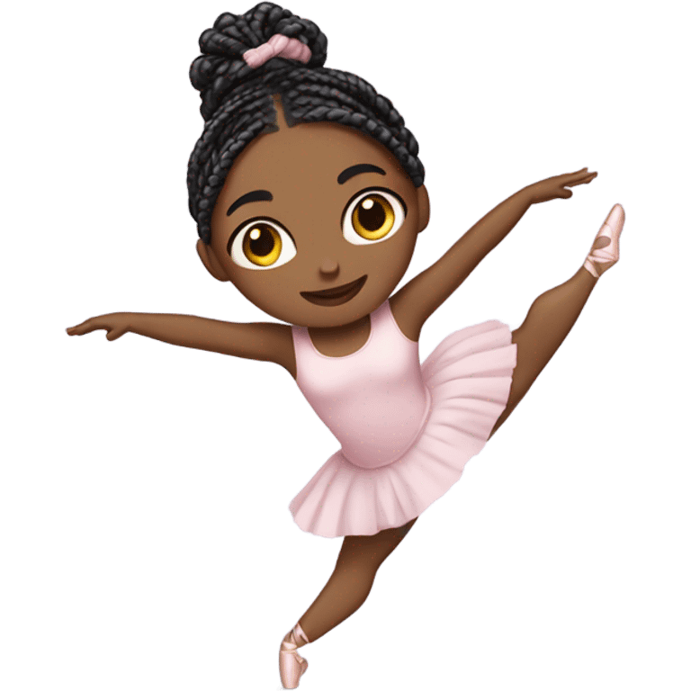 Girl with box braids doing ballet emoji