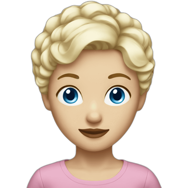 blonde short haired woman with blue eyes emoji