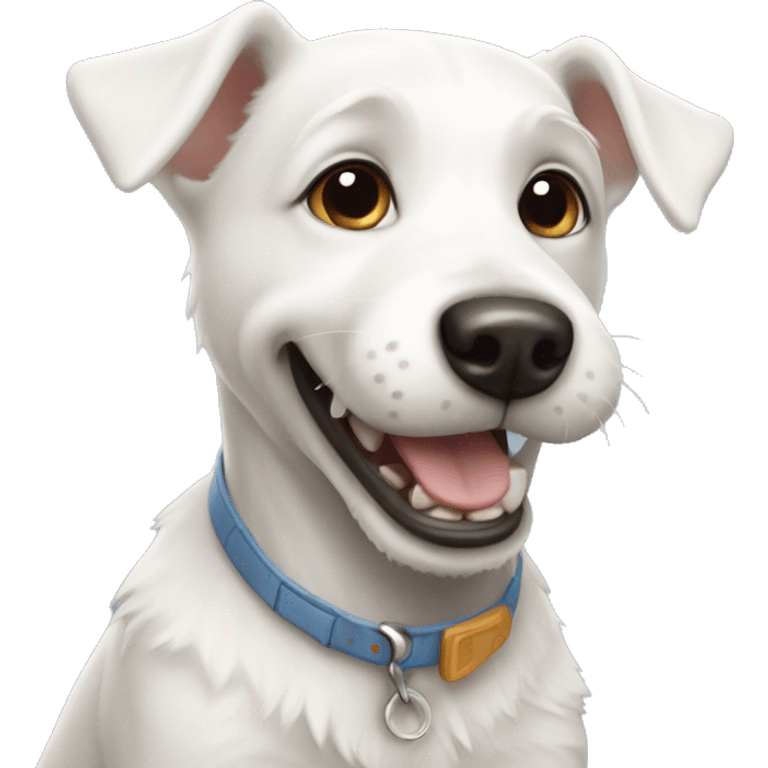 playful white dog terrier emoji