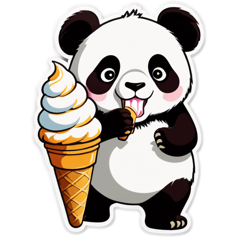 Panda eating ice cream emoji