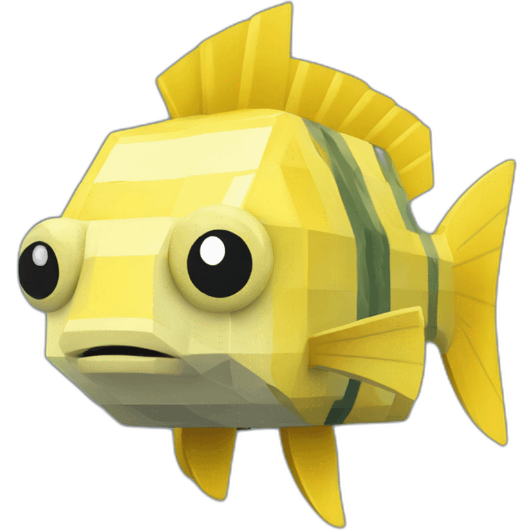 cube yellow fugu fish with two fins and tail in minecraft style full size emoji