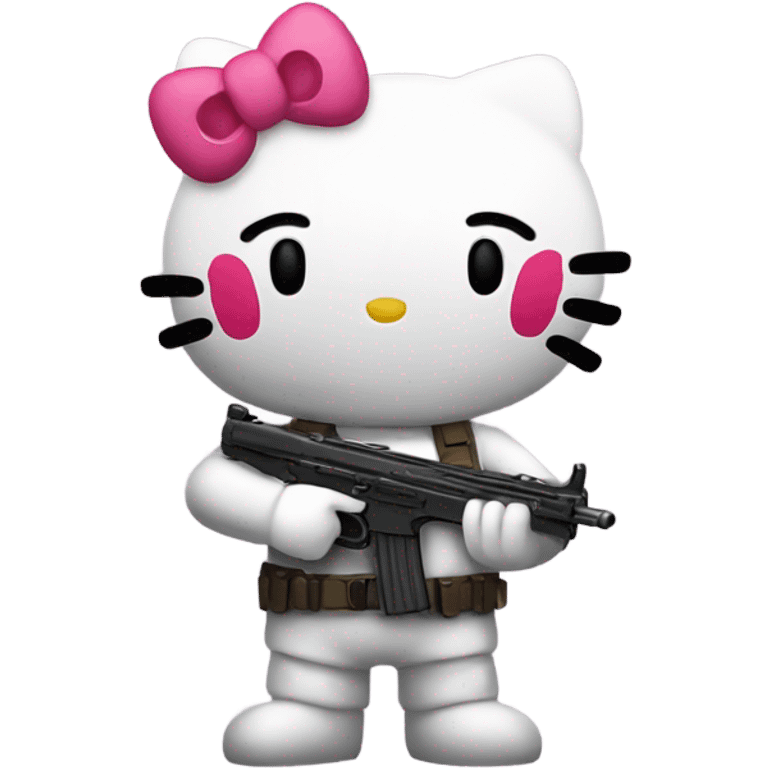 Hello kitty holding a gun front view  emoji