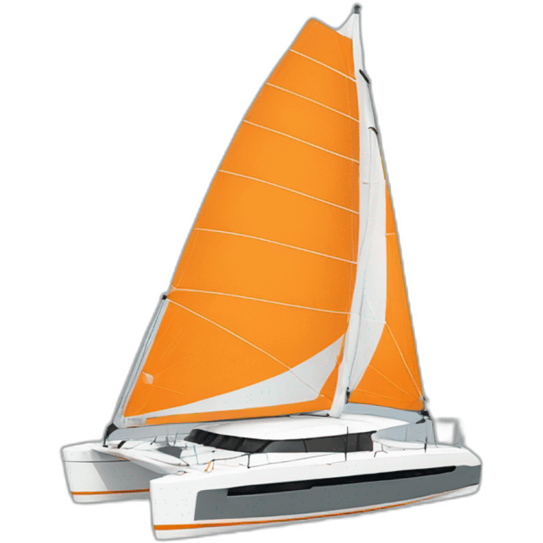 Catamaran avec voile orange et blanche emoji