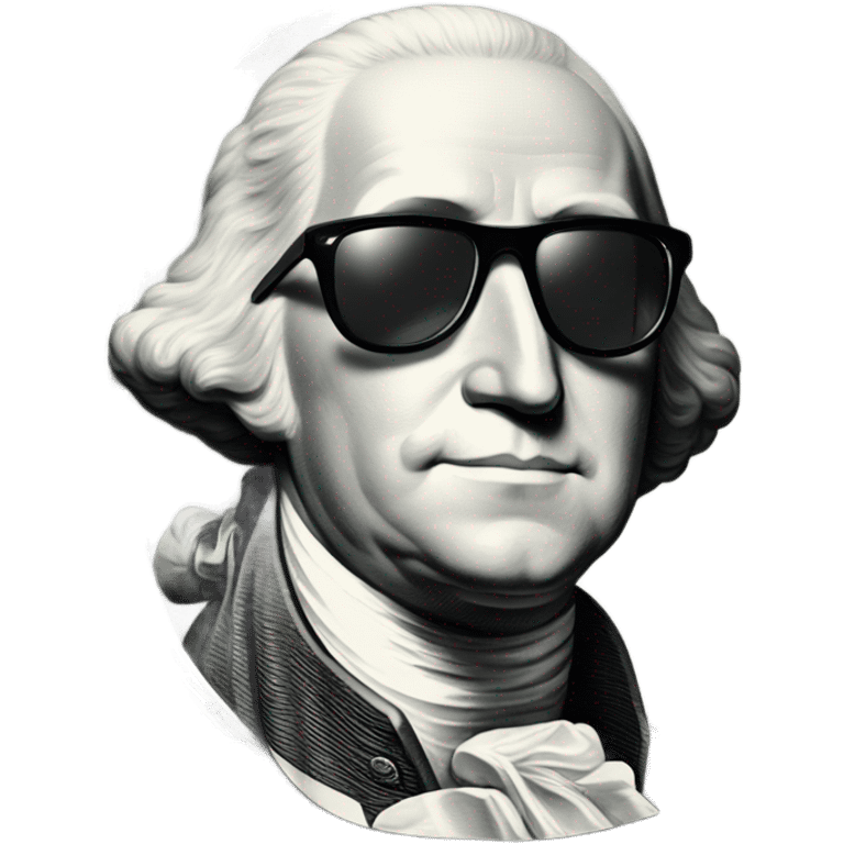 A one dollar bill with George Washington wearing sunglasses  emoji