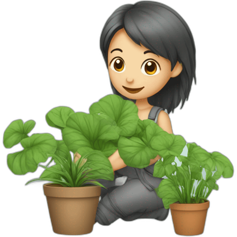 rat fille avec des plantes emoji