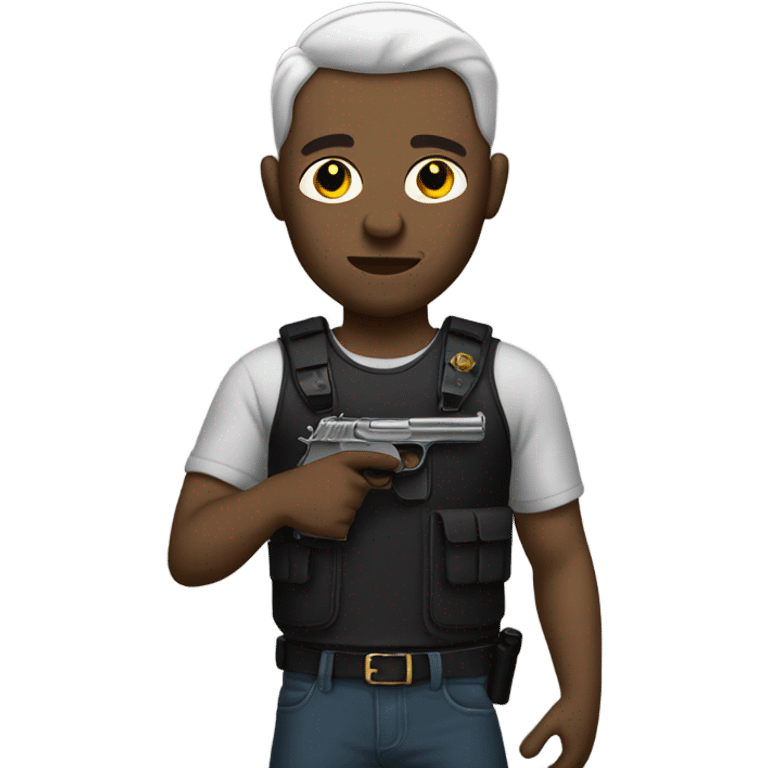 White man with tattoos on his face while holding a gun emoji