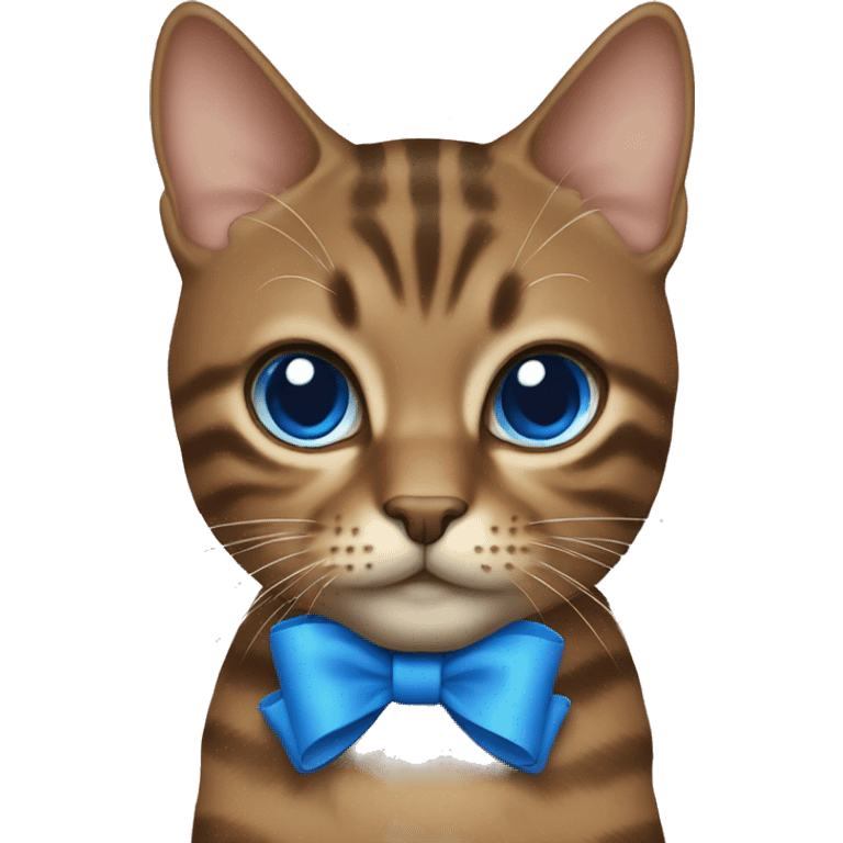 Brown tabby cat with blue bow emoji