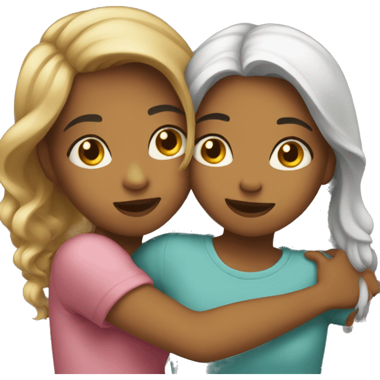 2 girls hugging each other  emoji