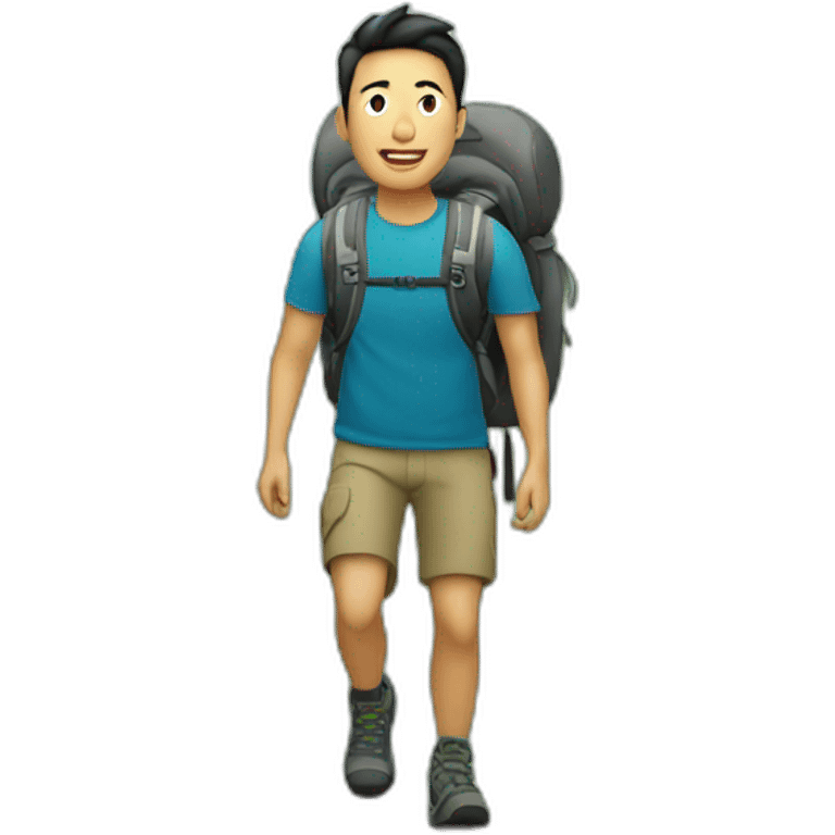 asian guy hiking emoji