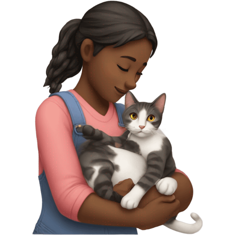 girl petting cat emoji