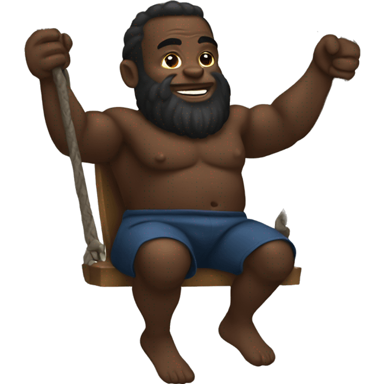 Black dwarf sitting down swinging legs emoji