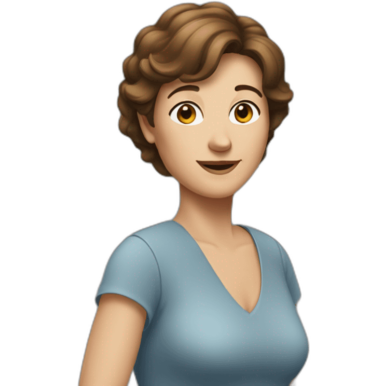 woman in her sixties with brown hair reaching to the shoulder emoji