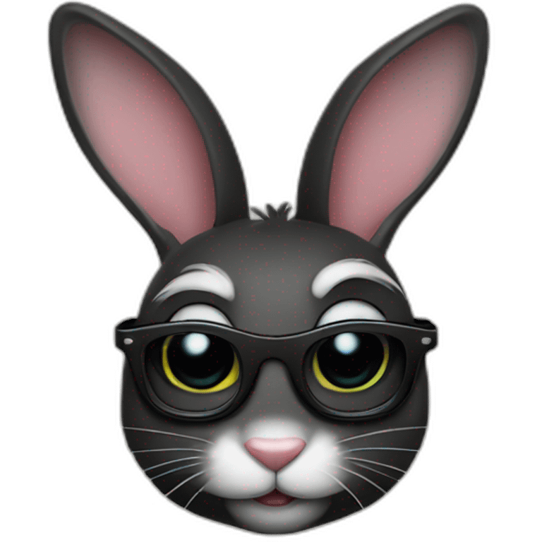 Lapin noir qui porte des lunettes emoji