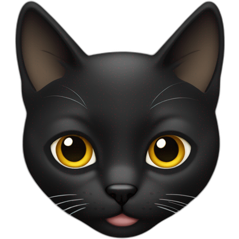 gato color negro, corazones en los ojos emoji