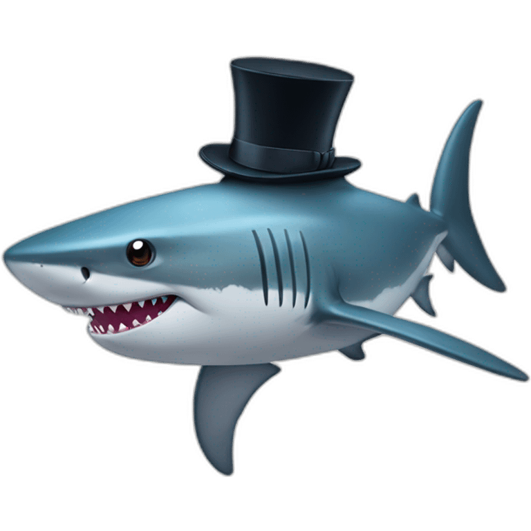 Shark with a top hat emoji